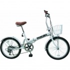 PANGAEA(パンゲア) ポタリング20インチ ホワイト リアサス折りたたみ自転車(6段変速付き) 【大型商品のため代引発送不可・時間指定不可】
