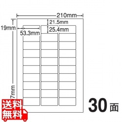 マルチタイプラベル(普通紙タイプ) 53.3mm×25.4mm A4版 210mm×297mm 500シート(100シート×5) 写真1