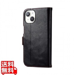 iPhone 15 ソフトレザーケース 手帳型 磁石付 耐衝撃 ステッチ 写真1