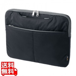 パソコンケース 13.3インチワイド 軽量 撥水 取っ手付き 小物収納ポケット ブラック 写真1