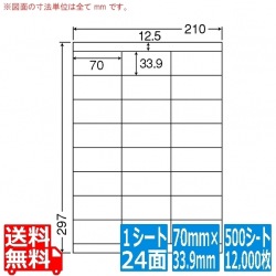 マルチタイプ訂正用ラベル 70mm×33.9mm A4版 210mm×297mm 500シート(100シート×5) 写真1