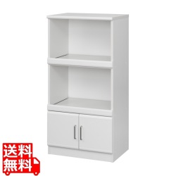 レンジ台 幅57cm 高さ115cm ホワイト 白単色 スライド棚 コンセント付 キッチン 家電 収納 シンプル キッチン収納 ベアルモ 写真1