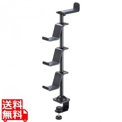 クランプ付きゲームコントローラースタンド(ヘッドフォンホルダー付・ブラック) 写真1