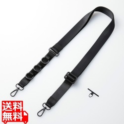 スマホショルダーストラップ/ストラップホールシート/フラット型/カラビナ/ディープブラック 写真1