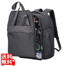 リュック バックパック 痛バッグ Lサイズ 大容量 ビジネス 推し活 2Way使用 撥水加工 ショルダーバッグ付 レインカバー付属 ブラック 写真1