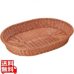 樹脂バスケット 小判 60cm ナチュラル(茶) 業務用 写真1