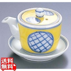 黄彩 台付ミニ醤油差し(受皿付) T05-21 写真1