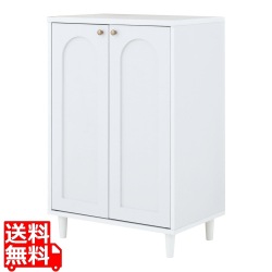 KAURA(カウラ)キャビネット(60 cm幅) キャビネット サイドボード 収納棚 リビングボード リビング収納 キッチン 本棚 扉収納 棚 ホワイト KA90-60C-WH 写真1