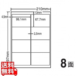 カラーレーザー用マットタイプラベル 99.1mm×67.7mm A4版 210mm×297mm 500シート(100シート×5) 写真1