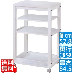キッチン ワゴン 白井産業 収納 棚 キャスター付き コンパクト 一人暮らし ホワイト 幅52.8 高さ84.5 奥行39cm  CEC-5540WAWH セシルナ 写真1