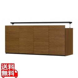 壁面収納 上置き P2L-1812DHBR用 幅120cm 高さ55cm ミドルブラウン 天井突っ張り 耐震機能付き ソフトクローズ扉 リビング 収納 ポルターレリビング2 写真1