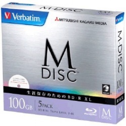 M-DISC BD-R XL<片面3層> 1回記録用 100GB 2-4倍速 1枚5mmケース（透明）5P 紙箱入り インクジェットプリンタ対応（ホワイト） 写真1