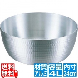 アルミ 打出 ヤットコ鍋(目盛付) 24cm 業務用 写真1