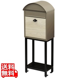 スタンドポスト【Simon(シモン)】(ミルクティーベージュ/ホワイト木目) 写真1