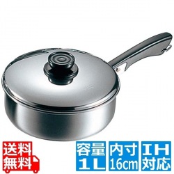 マルタマ ( MARUTAMA ) MA 18-0 浅型 ソースパン 片手 16cm ※ IH対応 IH (100V専用) 写真1