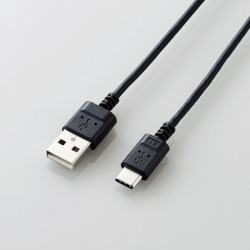スマートフォン用USBケーブル/USB(A-C)/認証品/スリムカラフル/1.2m/ブラック 写真1