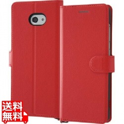 BASIO 4 手帳型 シンプル マグネット/レッド 写真1