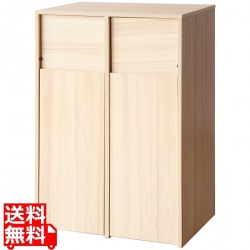 キャスターボックス 2分別 幅60 高さ90 DB-F2100 ナチュラル 宮武製作所 | プッシュ扉式 写真1