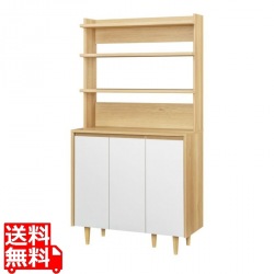ディスプレイラック キャビネット 白井産業 棚 収納 リビング 寝室 本棚 扉付き 北歐 幅90cm 高さ170cm NOR-1790DWH 写真1