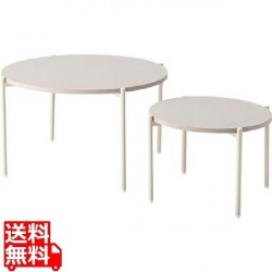 ラウンド ネストテーブル ライトベージュ 写真1
