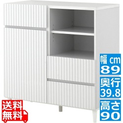 ALAN(アラン)キャビネット(89cm幅) キャビネット リビングボード サイドボード リビング収納 収納棚 幅90cm 韓国 インテリア シンプル おしゃれ 白 ALN90-90C-WH 写真1