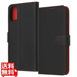 Xperia 10 VI Like STD 耐衝撃手帳型レザーケースシンプルマグ/BK/RD 写真1