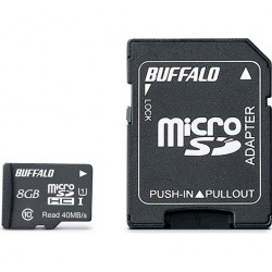 UHS-I Class1 microSDHCカード SD変換アダプター付 8GB 写真1