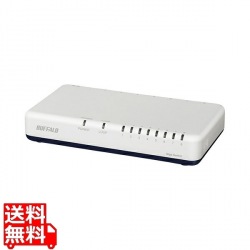 Giga8ポート スイッチングハブ 電源外付け プラスチック筐体 マグネットなし ホワイト 写真1