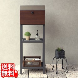 スタンドポスト 郵便ポスト 小物置き 置き配 鍵付き ダイヤル式 アジャスター付き 錆びにくい 工事不要 【Lexi(レクシー)】(ダークグレー/ブラウン木目) 写真1