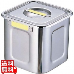 18-8カラープレート付角キッチンポット 18cm イエロー 業務用 写真1
