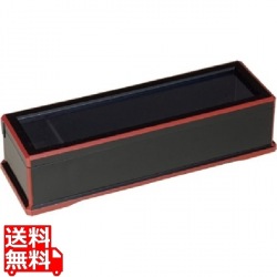 ABS 箸箱 黒渕朱(楊枝入付)24cm 写真1