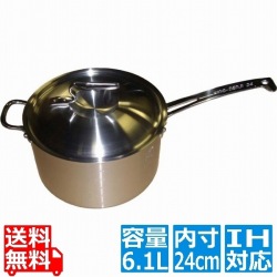 ニューキングデンジ 深型片手鍋(目盛付) 24cm ※IH対応(100V/200V) 業務用 写真1