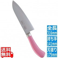 TKG PRO 抗菌カラー 三徳庖丁 ピンク 写真1
