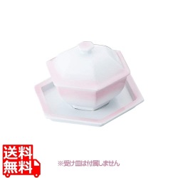 ピンクぼかし 六角蓋物 大 写真1