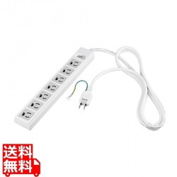 3ピン7個口 電源タップ 集中スイッチ&雷サージ付 2m ホワイト 写真1