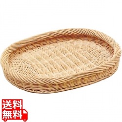 籐製 小判カゴ 16-733A 400×300×H35 業務用 写真1