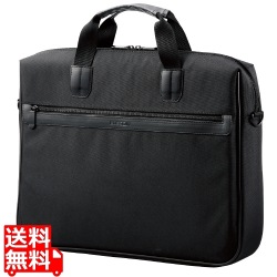 ビジネスバッグ パソコンバッグ 15.6インチ 高反発クッション ポリエステル ポケット×2 ブラック ショルダーベルト付き 写真1