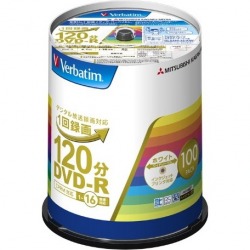 DVD-R(Video) 1回録画用 120分 1-16倍速 100枚スピンドルケース 100P(ホワイト) 写真1