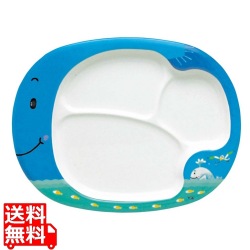 メラミン オーバル お子様プレート E10KJ くじら 写真1