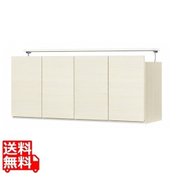 壁面収納 上置き P2L-1812DHWH用 幅120cm 高さ55cm ホワイト 白木目 天井突っ張り 耐震機能付き ソフトクローズ扉 リビング 収納 ポルターレリビング2 写真1