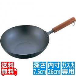 純チタン 木柄いため鍋 26cm ※ ガス火専用 写真1