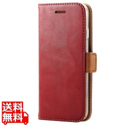 iPhone SE 第3世代/SE 第2世代/8/7 用 ケース カバー レザー 手帳 マグネット フラップ ステッチ クリアケース 耐衝撃 ワイヤレス充電可 レッド 写真1