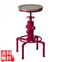 バーチェア 天然木 KNC-A812 レッド 宮武製作所 | チェア 椅子 昇降 ヴィンテージ インダストリアル 写真1