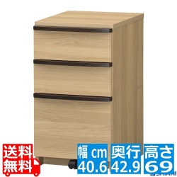 アンダーチェスト 白井産業 収納 キャスター付き サイドワゴン デスク下 3段 約幅40cm 約奥行43cm 約高さ70cm ナチュラル セパルテック SEP-7040H NA 写真1