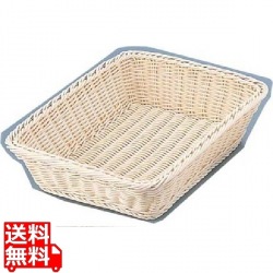 樹脂バスケット 角長 40cm深型 白 業務用 写真1