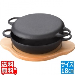 及源鋳造 ニューラウンド万能鍋 大 18cm 木台付 | キッチン用品 調理器具 鍋 両手鍋 お鍋 冬 おでん 写真1