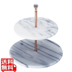 大理石製 2段デザートプレート ラウンド 写真1