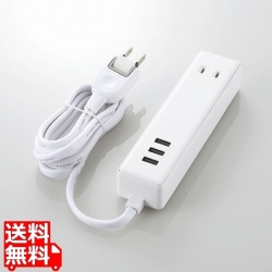 USBタップ/USBメス×3/AC×2/ケーブル1.5m/3.4A/ホワイト 写真1
