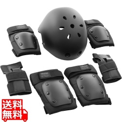DUBSTACK(ダブスタック) スケートボード プロテクター 7点セット DSHP-01M-BK Mサイズ ヘルメット 付き 手首 肘 膝 パッド 子供 大人 用 写真1