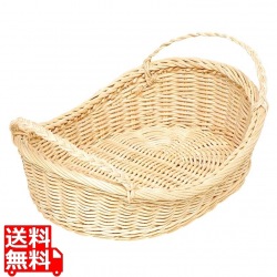 籐 舟型かご 耳付 中 写真1